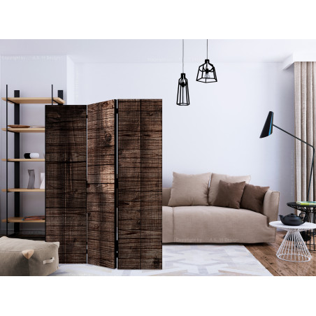 Paravan Dark Brown Boards [Room Dividers] 135 cm x 172 cm-01