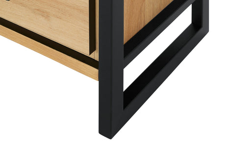 Vitrina Dreapta Reno Cu 1 Usa Si 2 Sertare, Smoked Oak, Furnir Din Lemn Masiv, 60 Cm