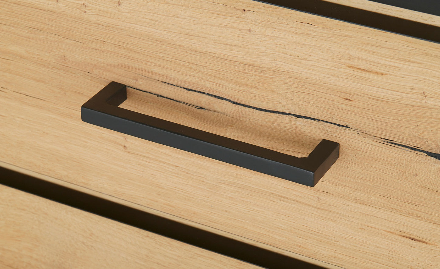 Vitrina Dreapta Reno Cu 1 Usa Si 2 Sertare, Smoked Oak, Furnir Din Lemn Masiv, 60 Cm