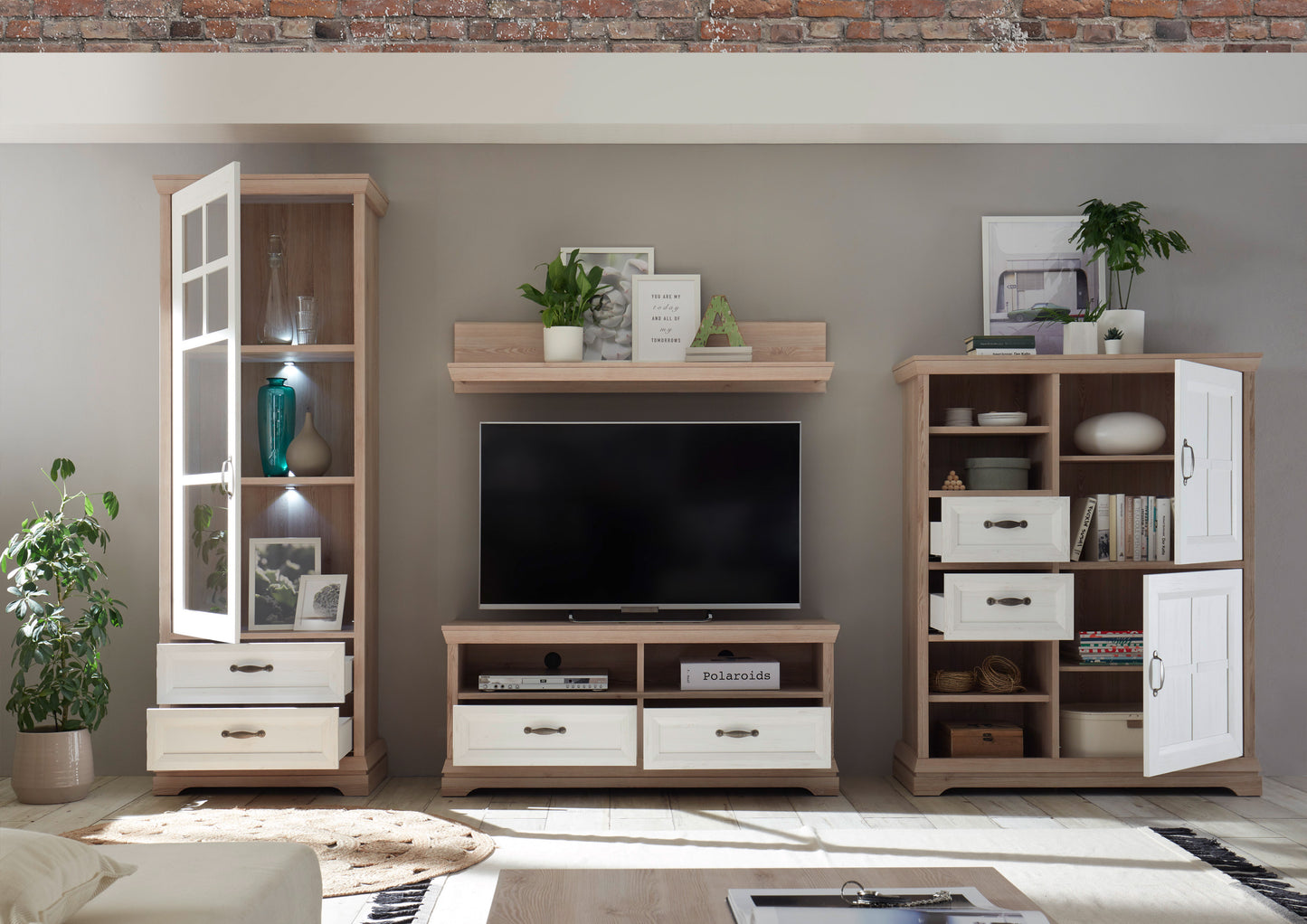 Comoda Tv cu 2 sertare Avenue, Stejar si Anderson Pine, 135 cm