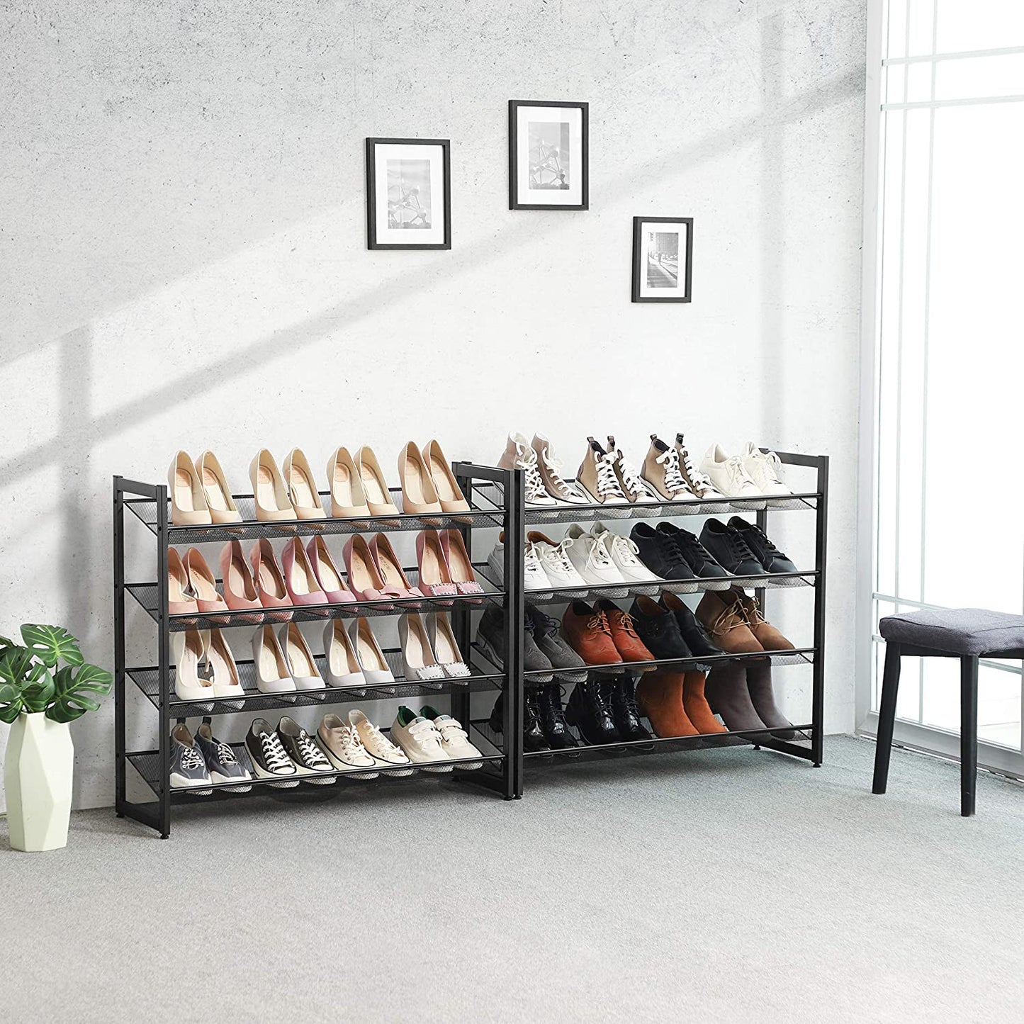 Raft Pantofi Steel , Negru, 92.5 Cm