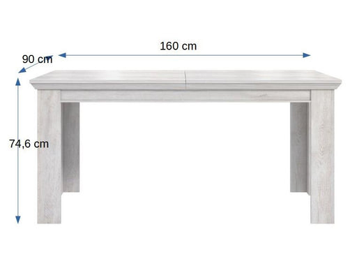 Masa Kashmir, Extensibila, Alb Antichizat, 160/205 x 75 x 90 Cm