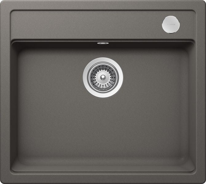Chiuveta bucatarie Schock Mono N-100 Cristadur Silverstone cu sifon automat, granit, montare pe blat 57 x 51 cm