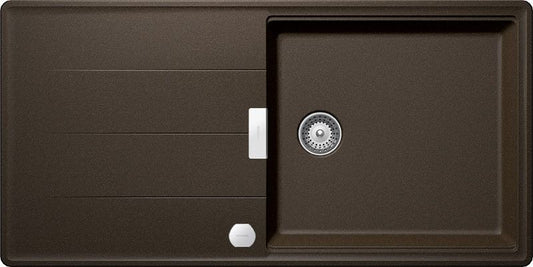 Chiuveta bucatarie Schock Tia D-100L Cristadur Bronze cu sifon automat, granit, reversibila, montare pe blat 100 x 50 cm
