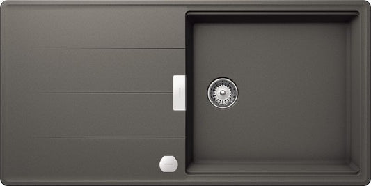Chiuveta bucatarie Schock Tia D-100L Cristadur Silverstone cu sifon automat, reversibila, granit, montare pe blat 100 x 50 cm