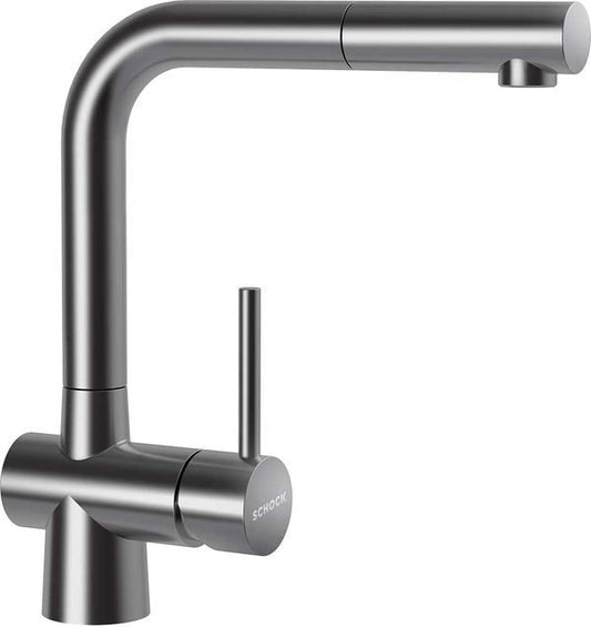 Baterie bucatarie Schock Laios Inox Periat cu dus extractibil, cartus ceramic