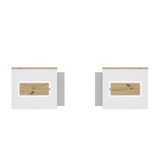 Set Panouri Noptiere Olinda, Alb Si Stejar Artisan, 55.5 X 6.2 X 50.7 Cm