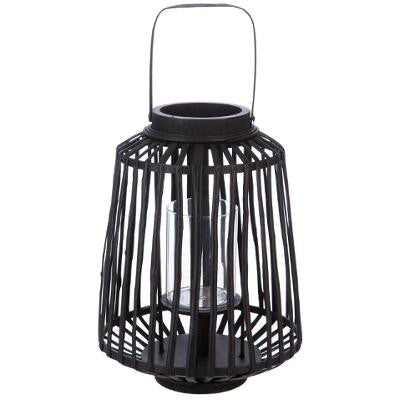 Felinar Rattan Negru H35 cm
