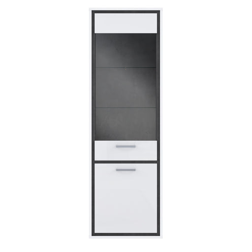 Vitrina Cu 2 Usi Inalta Rigmor, Alb Si Gri Argintiu, 64.4 Cm