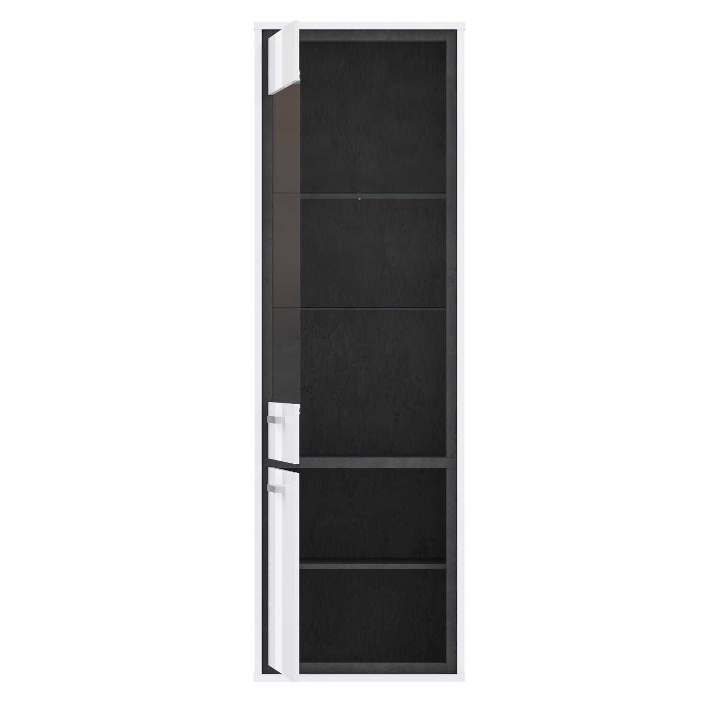 Vitrina Cu 2 Usi Inalta Rigmor, Alb Si Gri Argintiu, 64.4 Cm