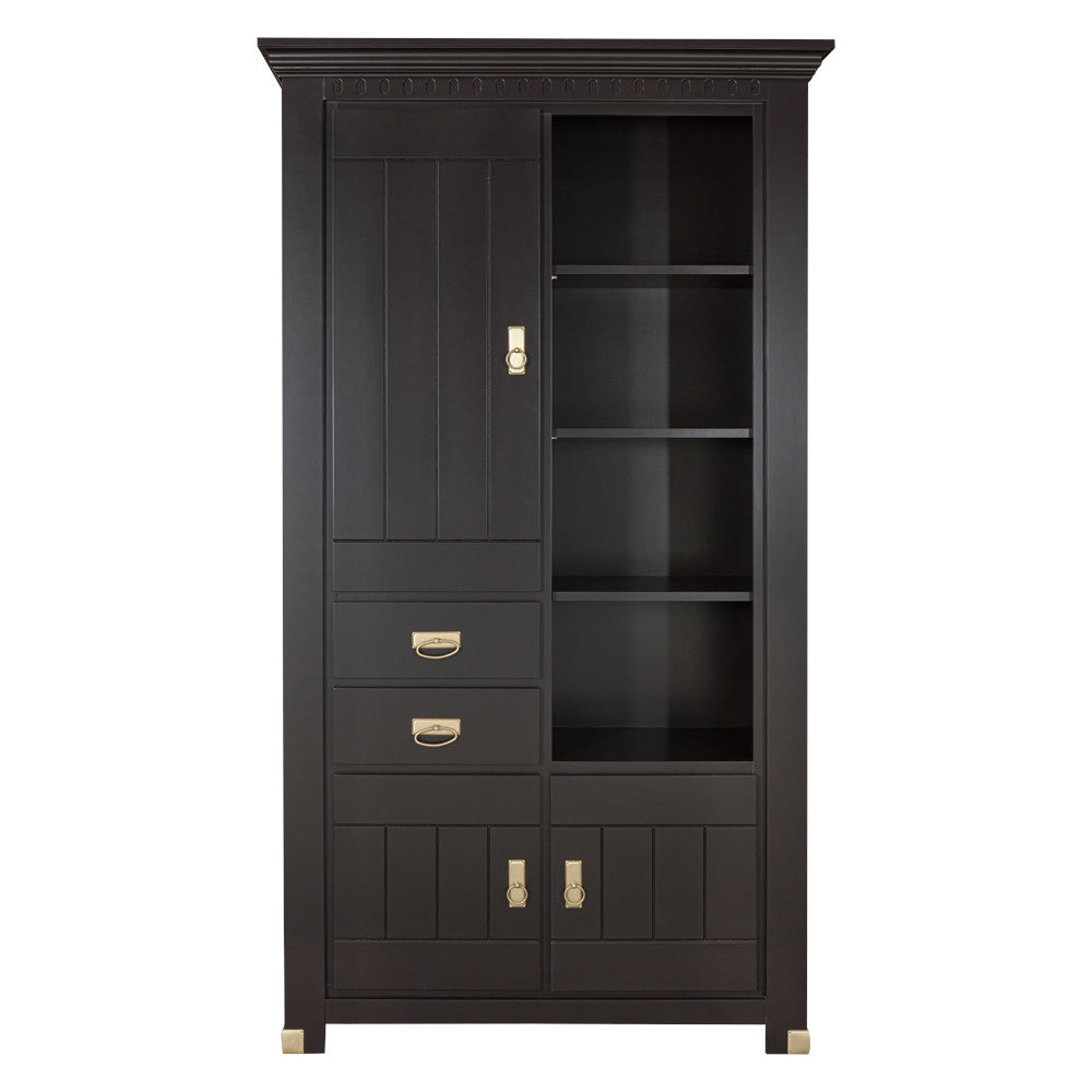 Vitrina 3 Usi Si 2 Sertare Saint Tropez, Vopsit Negru, 111 Cm