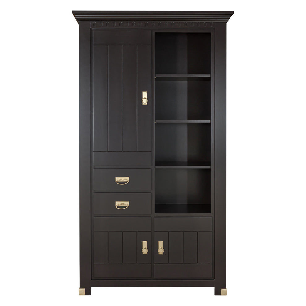 Vitrina 3 Usi Si 2 Sertare Saint Tropez, Vopsit Negru, 111 Cm