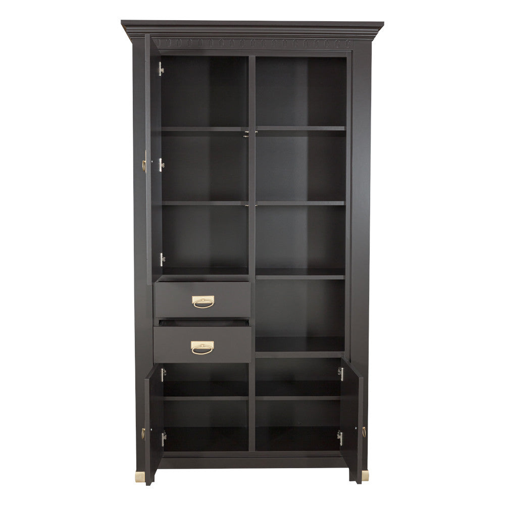 Vitrina 3 Usi Si 2 Sertare Saint Tropez, Vopsit Negru, 111 Cm