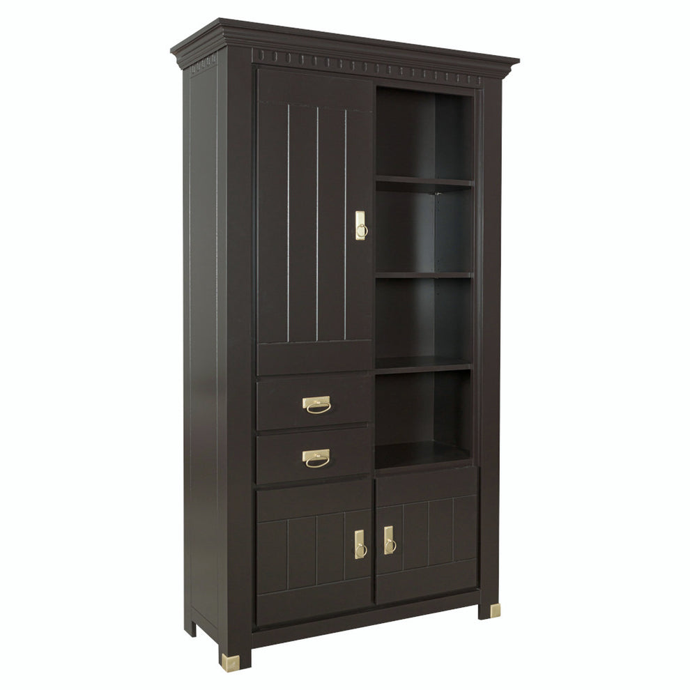 Vitrina 3 Usi Si 2 Sertare Saint Tropez, Vopsit Negru, 111 Cm