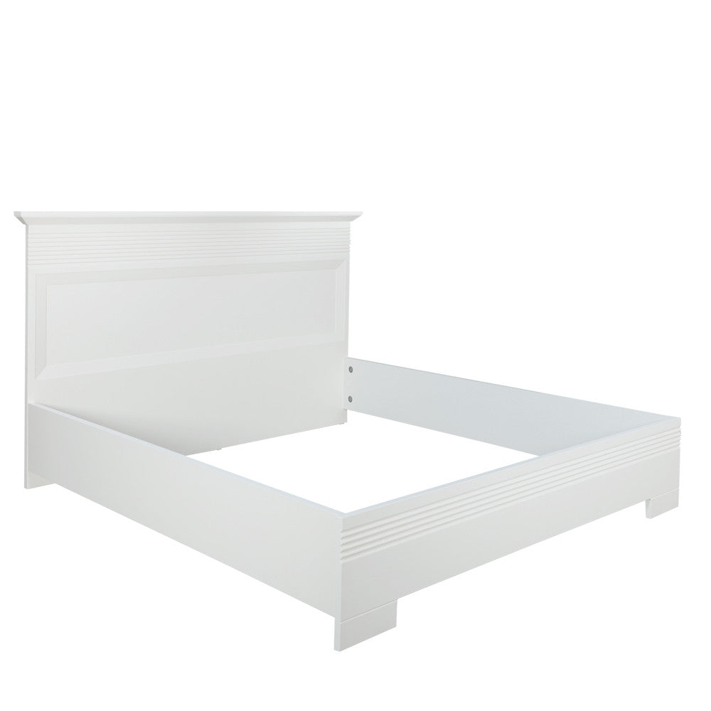 Set Dormitor Verona Bianco, Pat Cu Dimensiune saltea 160 X 200 Cm, 2 Noptiere Si Dulap