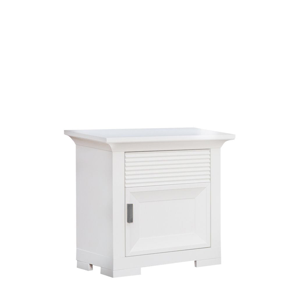 Set Dormitor Verona Bianco, Pat Cu Dimensiune saltea 160 X 200 Cm, 2 Noptiere Si Dulap