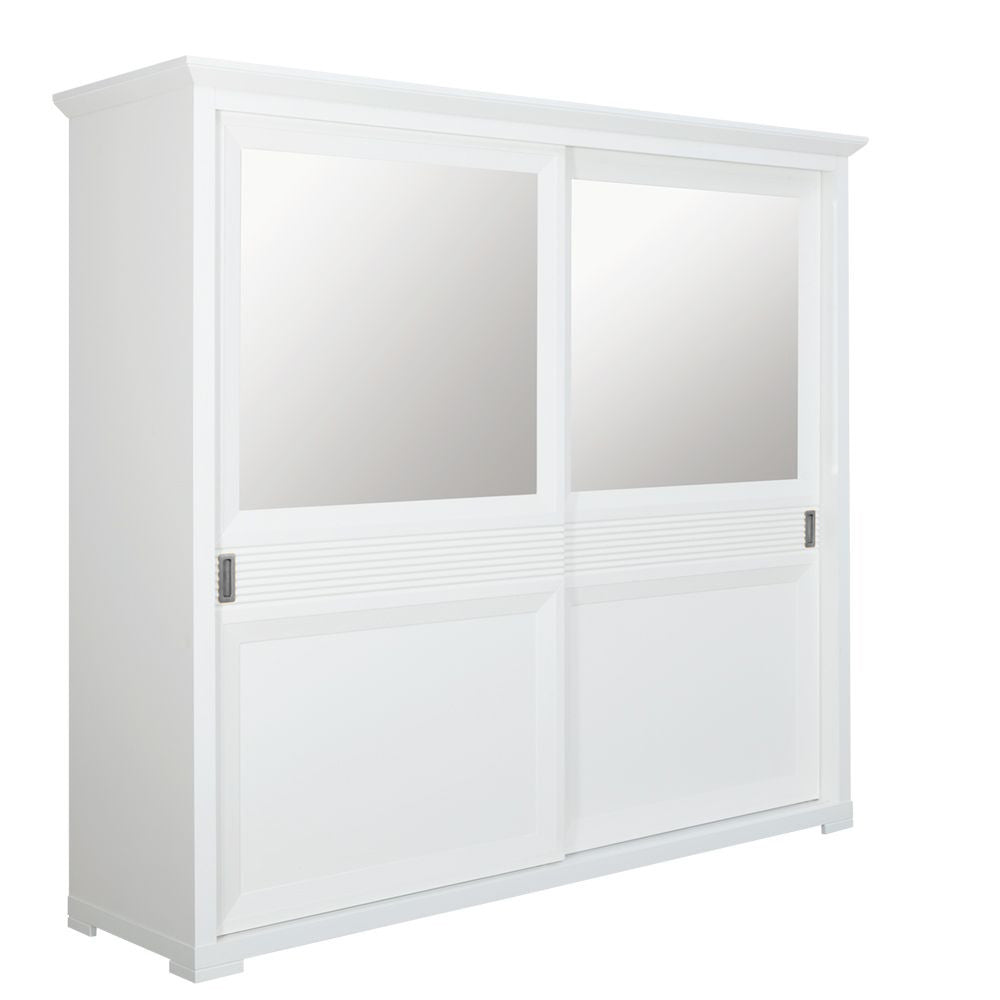Set Dormitor Verona Bianco, Pat Cu Dimensiune saltea 160 X 200 Cm, 2 Noptiere Si Dulap