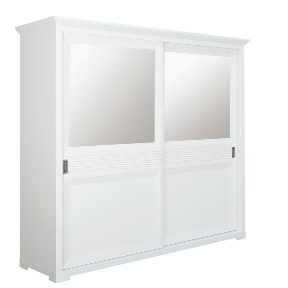 Set Dormitor Verona Bianco, Pat Cu Dimensiune saltea 160 X 200 Cm, 2 Noptiere Si Dulap