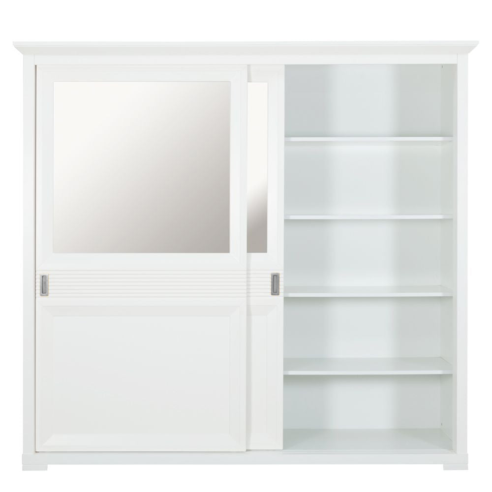 Set Dormitor Verona Bianco, Pat Cu Dimensiune saltea 160 X 200 Cm, 2 Noptiere Si Dulap