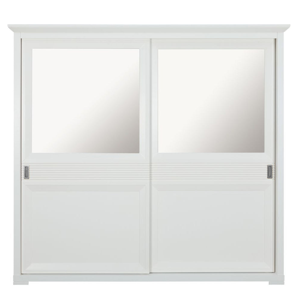 Set Dormitor Verona Bianco, Pat Cu Dimensiune saltea 160 X 200 Cm, 2 Noptiere Si Dulap