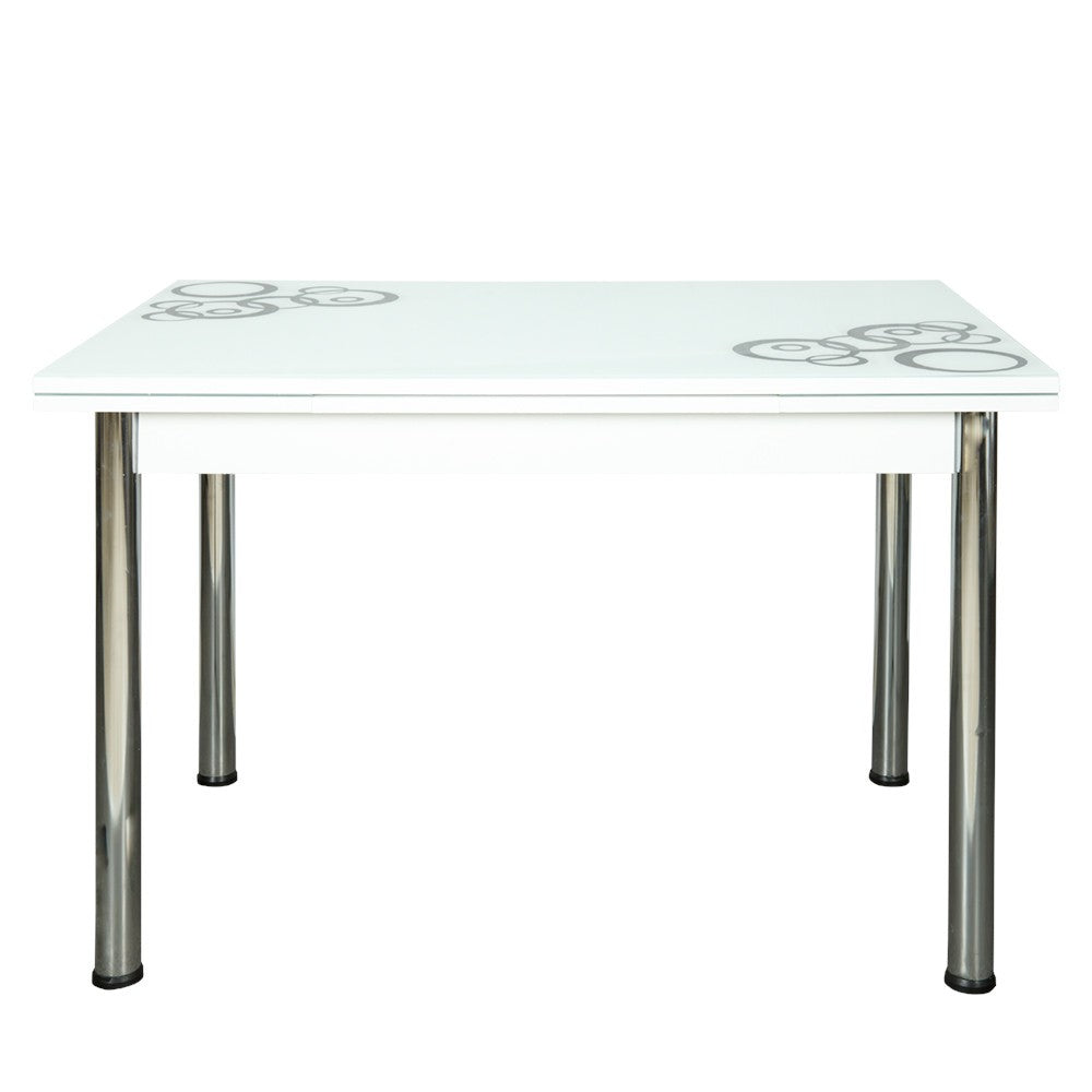 Set Masa Extensibila cu 4 Scaune Globe, Alb, 110/170 x 70 cm.