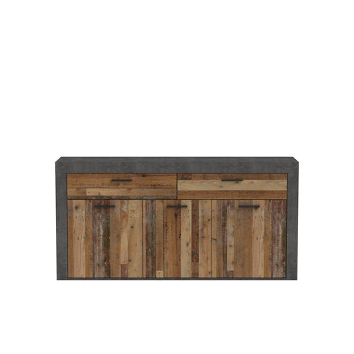 Comoda Garage, Spatiu Generos de Depozitare cu 3 Usi si 2 Sertare, Gri Inchis Beton Si Lemn Vintage, 175.7 x 41 x 88.3 Cm