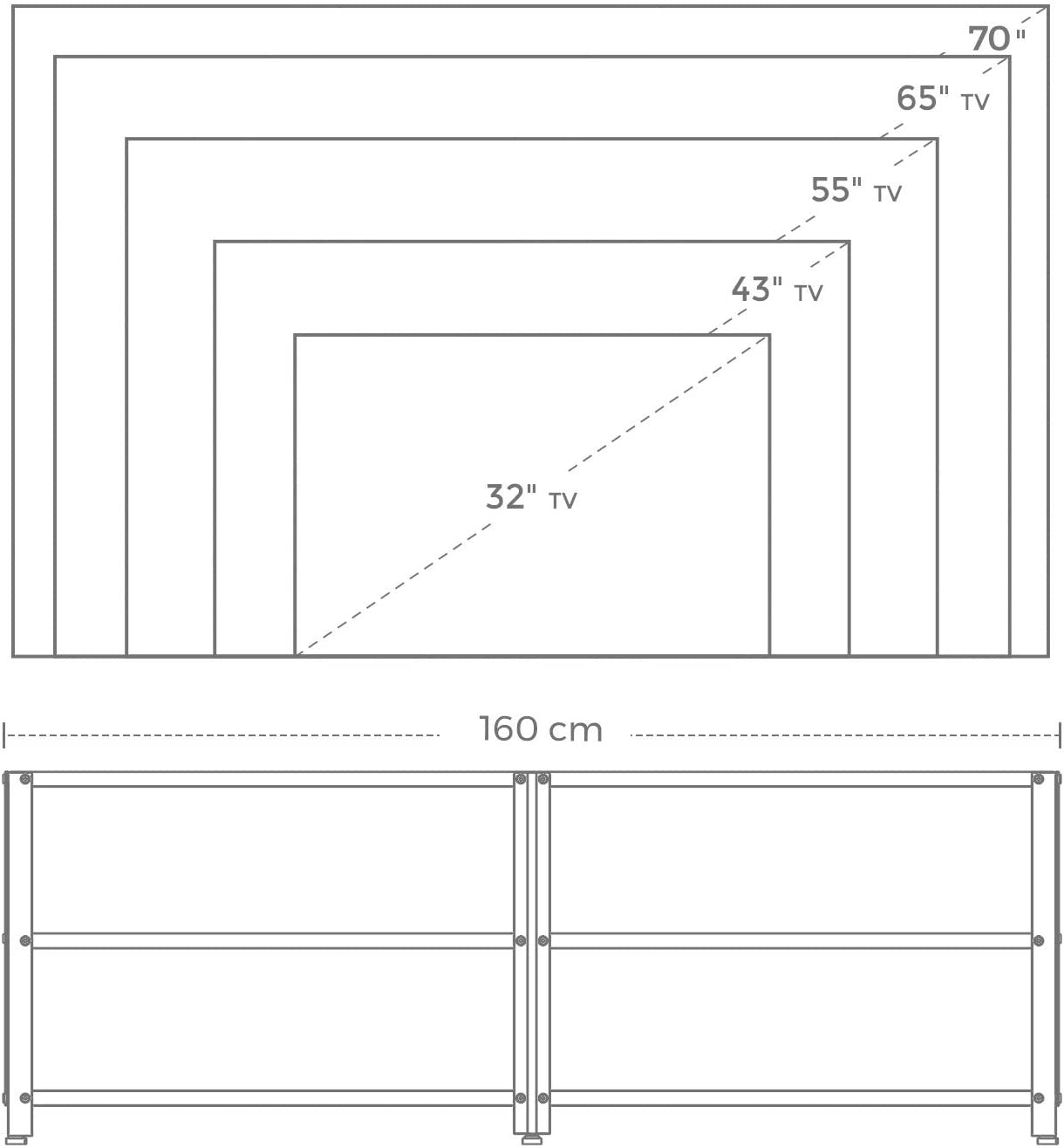 Stand TV Vintage, 160 x 39.2 x 50 cm