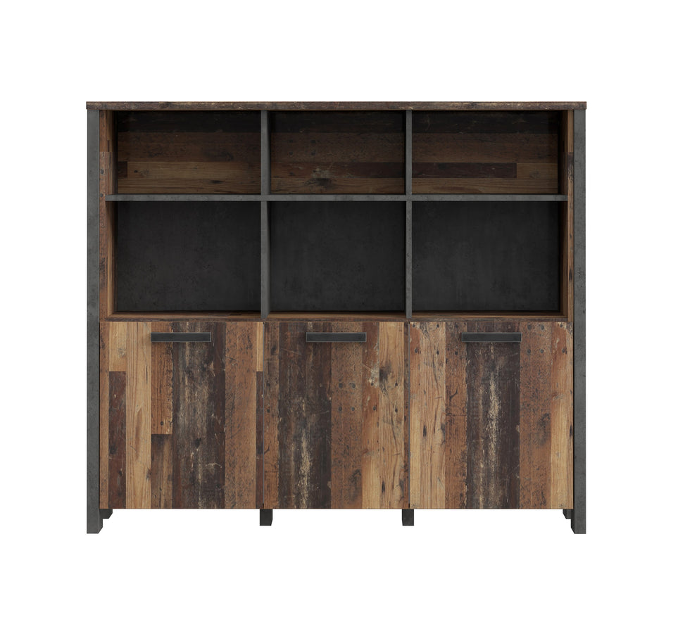Etajera Bar Clif, Lemn Vintage Si Beton Optic Gri Inchis, 136.4 Cm