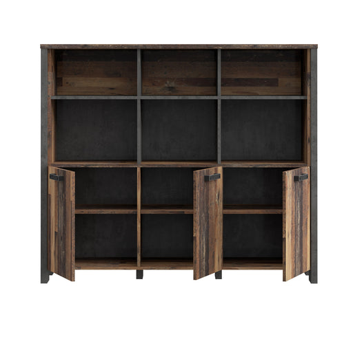 Etajera Bar Clif, Lemn Vintage Si Beton Optic Gri Inchis, 136.4 Cm