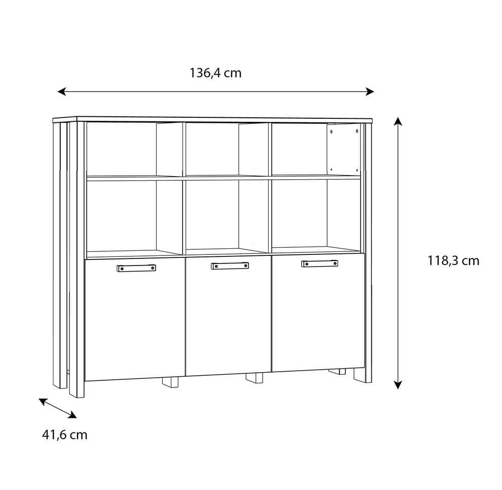 Etajera Bar Clif, Lemn Vintage Si Beton Optic Gri Inchis, 136.4 Cm