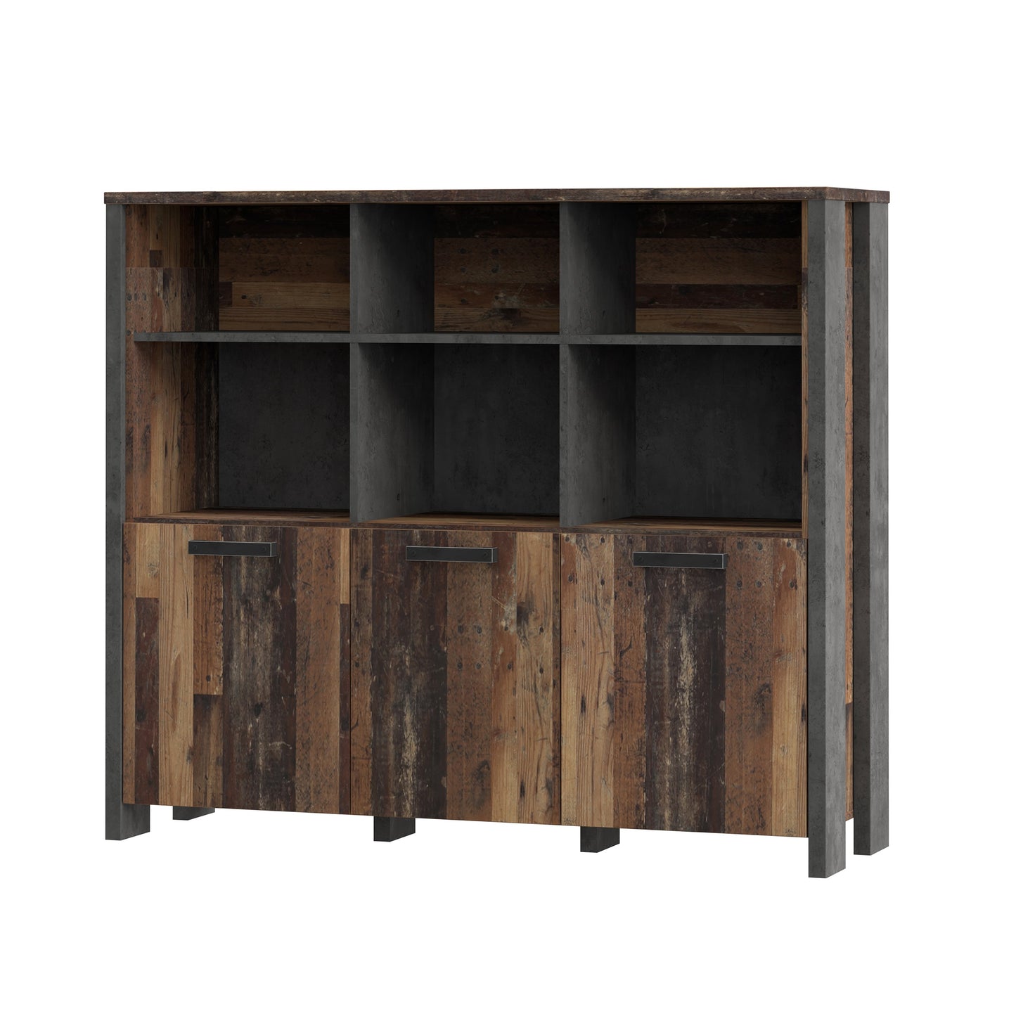 Etajera Bar Clif, Lemn Vintage Si Beton Optic Gri Inchis, 136.4 Cm