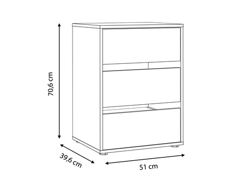 Comoda Interior Dulap Kashmir, Gri, 51 x 70.6 x 39.6 Cm