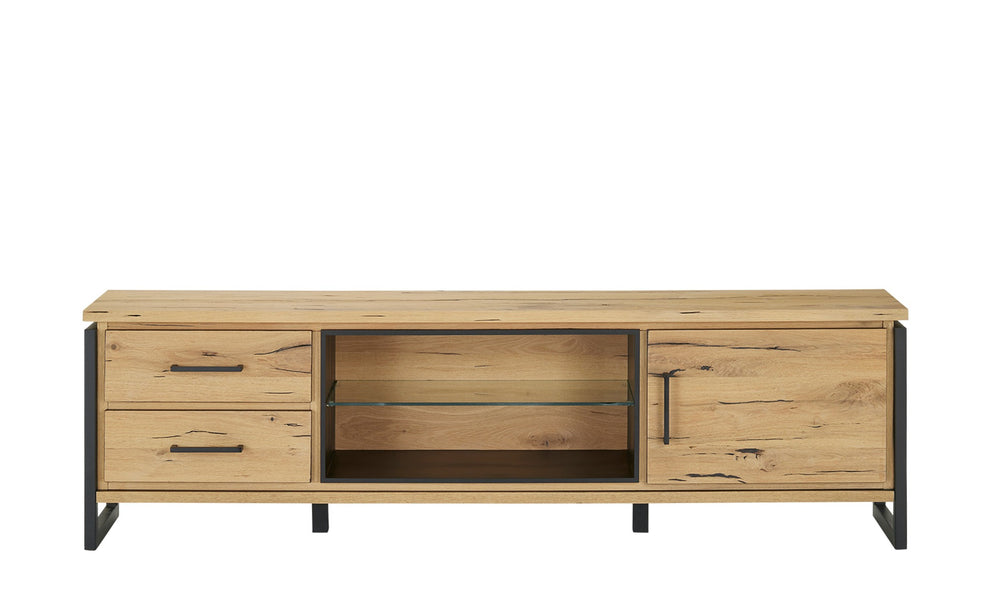 Comoda Tv Cu Furnir Din Lemn Masiv Reno Smoked Oak, 170 Cm
