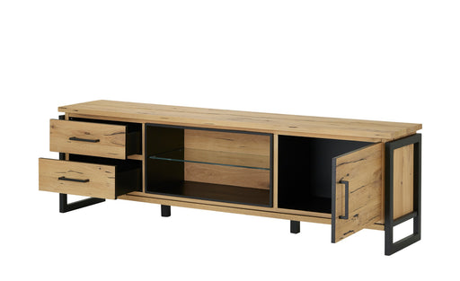 Comoda Tv Cu Furnir Din Lemn Masiv Reno Smoked Oak, 170 Cm