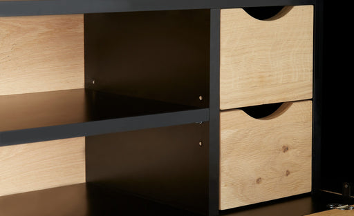 Dulap Birou Tulsa Smoked Oak, Furnir Din Lemn Masiv, 88 Cm