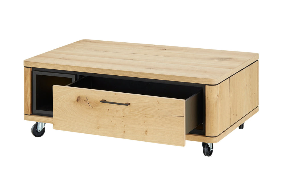 Masa Cafea Tulsa Smoked Oak, Furnir Din Lemn Masiv, 110 Cm