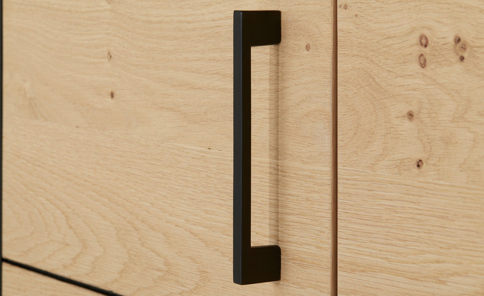 Comoda Bar Tulsa Stejar Afumat, Furnir Din Lemn Masiv, 122.6 Cm