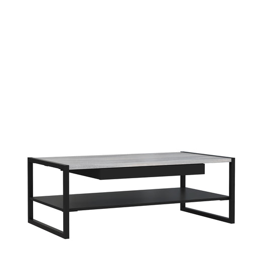 Masa Cafea High Stejar Gri Nordic Si Negru Mat, 111 Cm