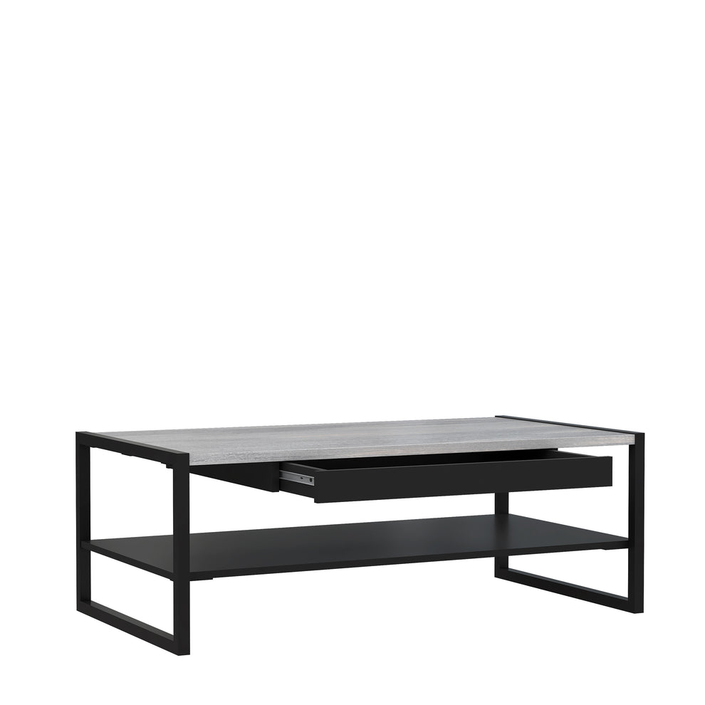 Masa Cafea High Stejar Gri Nordic Si Negru Mat, 111 Cm