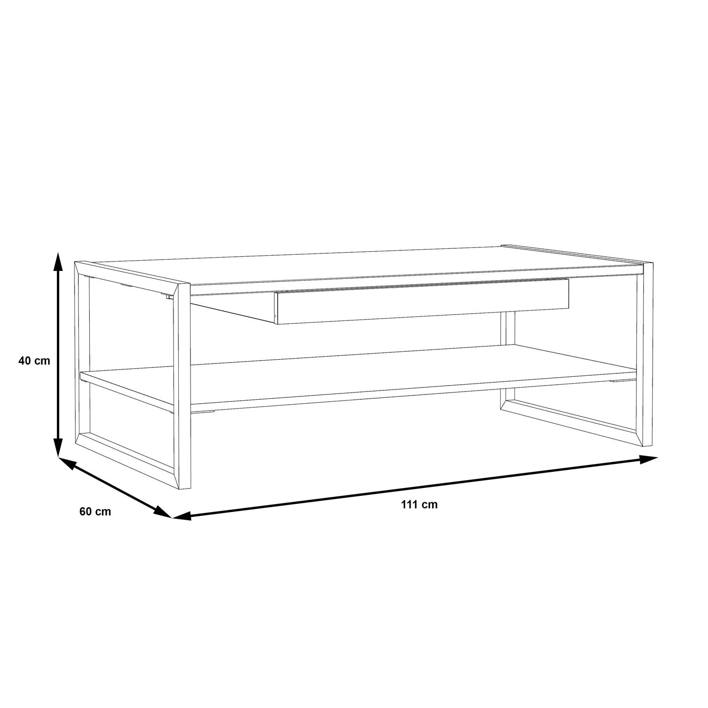 Masa Cafea High Stejar Gri Nordic Si Negru Mat, 111 Cm