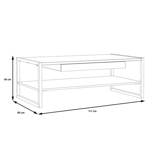 Masa Cafea High Stejar Gri Nordic Si Negru Mat, 111 Cm