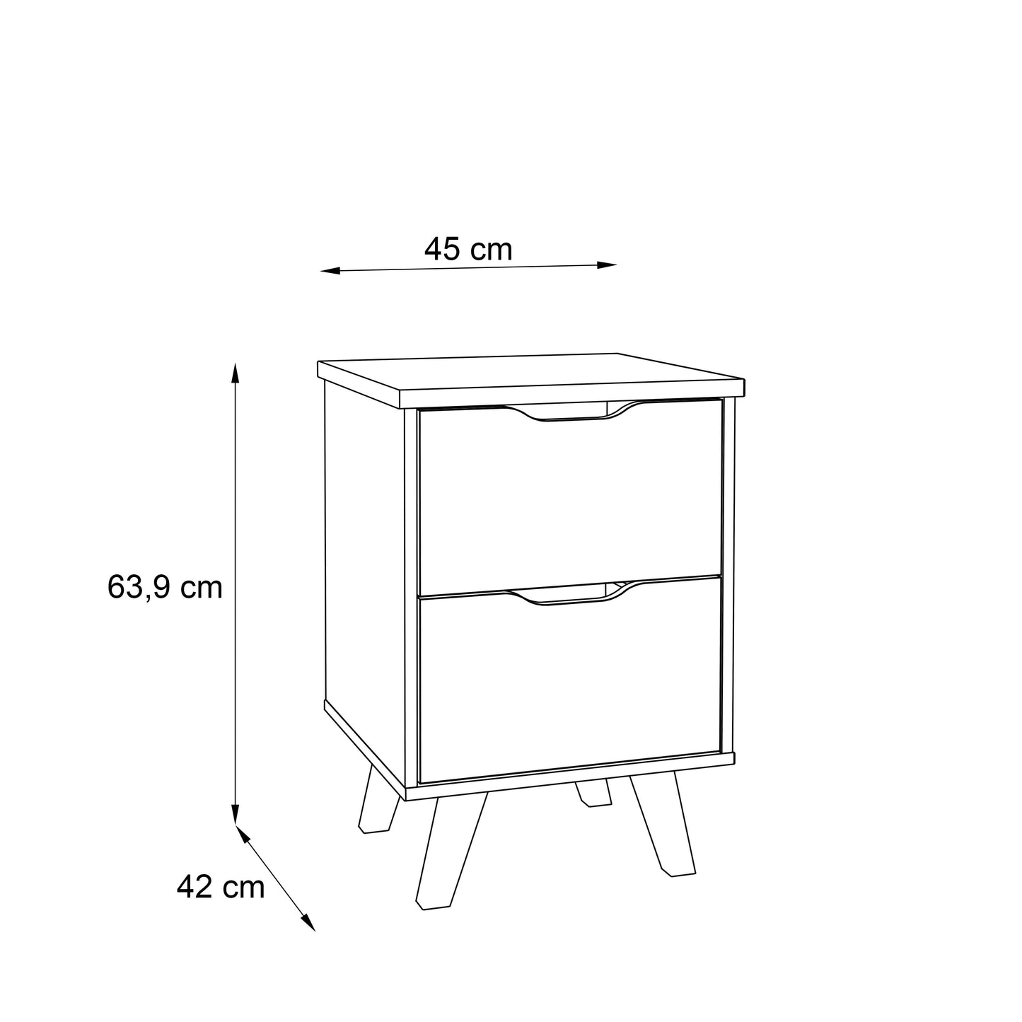Noptiera Vankka Stejar Pardosit Si Alb, 45 Cm