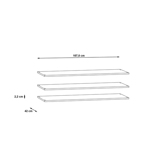 Set 3 Polite Pentru Dulap Rondino Gri, 107.8 Cm