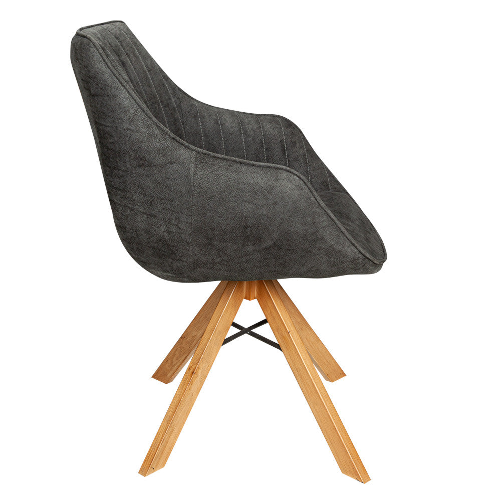 Scaun Cloud Rotativ Stejar, Smoke Oak, Gri Inchis, 59 Cm