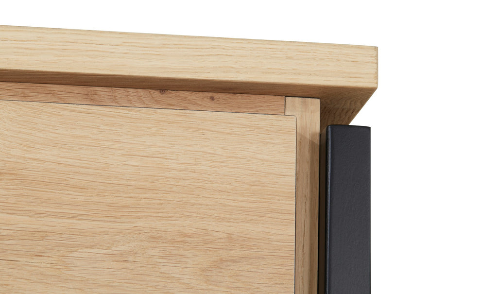 Vitrina Stanga Reno Cu 1 Usa Si 2 Sertare, Smoked Oak, 60 Cm
