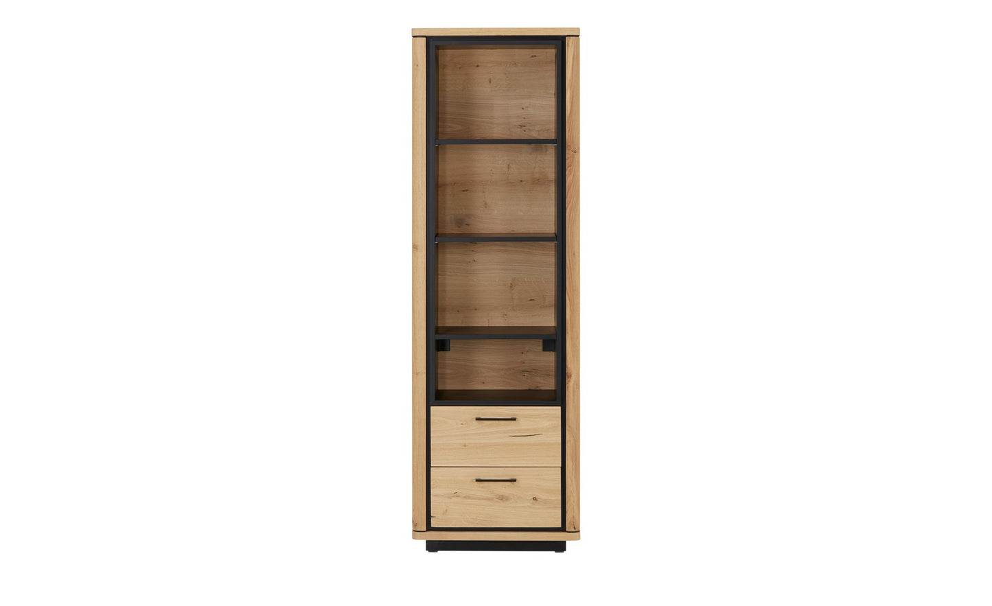 Biblioteca 2 Sertare Tulsa, Smoked Oak, Furnir Din Lemn Masiv, 62 Cm