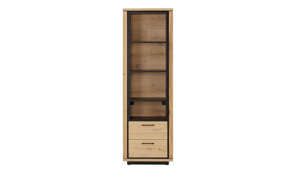 Biblioteca 2 Sertare Tulsa, Smoked Oak, Furnir Din Lemn Masiv, 62 Cm