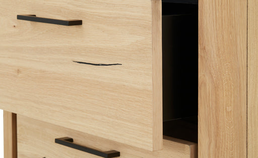 Biblioteca 2 Sertare Tulsa, Smoked Oak, Furnir Din Lemn Masiv, 62 Cm