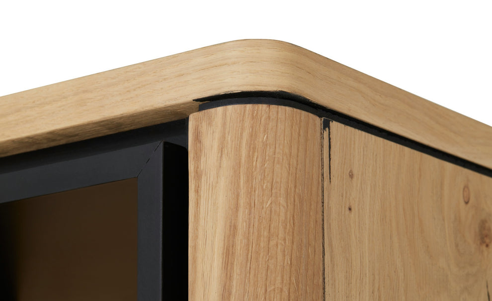 Biblioteca 2 Sertare Tulsa, Smoked Oak, Furnir Din Lemn Masiv, 62 Cm