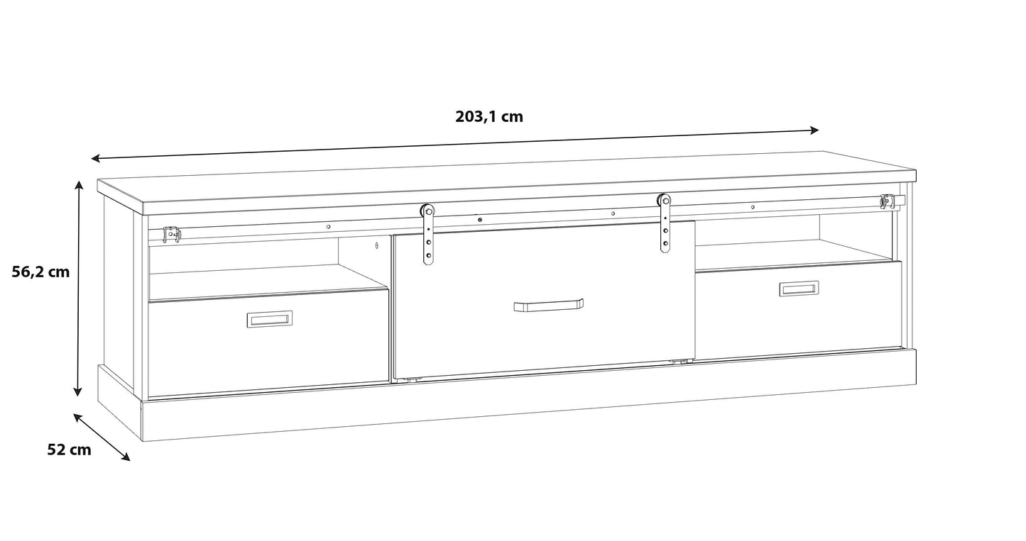 Comoda Tv Kaszimiro, Natur, 203,2 x 56,2 x 52 Cm